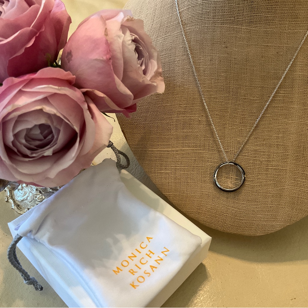New Monica Rich Kosann Sterling White Sapphire Lining Poesy Necklace